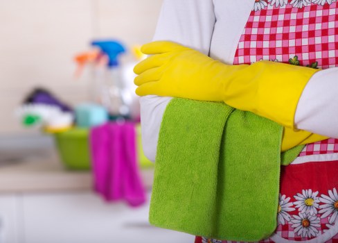 Satisfied homeowners after spring cleaning